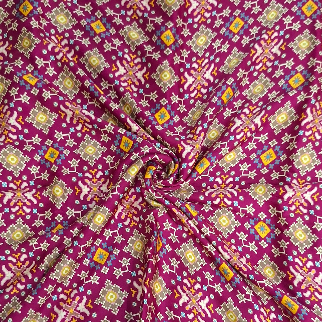 Patola Print design with Red base colour on Pure Modal Satin OM DW 104 C1