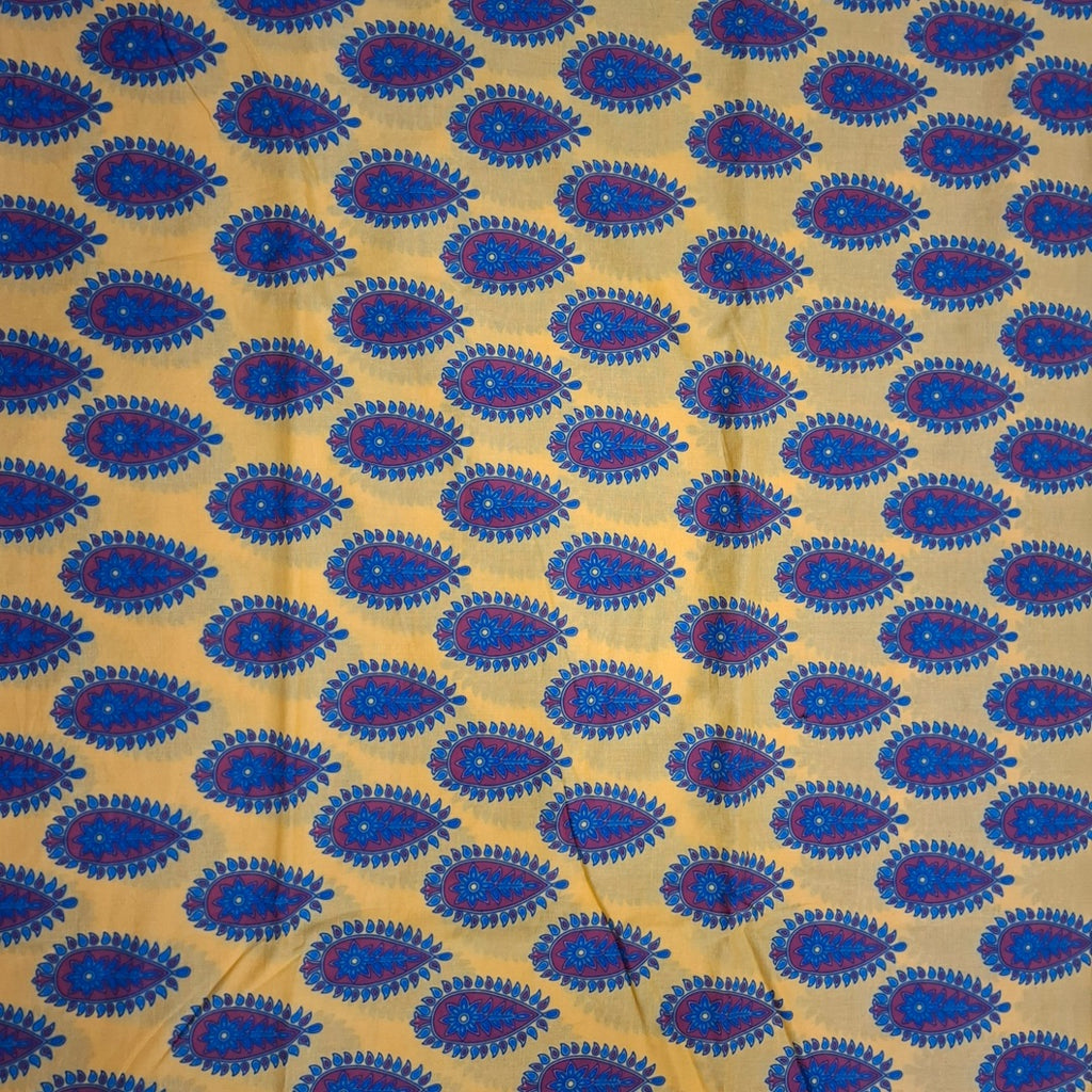 Ajrakh prints Pattern with Mustard Yellow base Digital Printed Fabric OM DW 98 C2