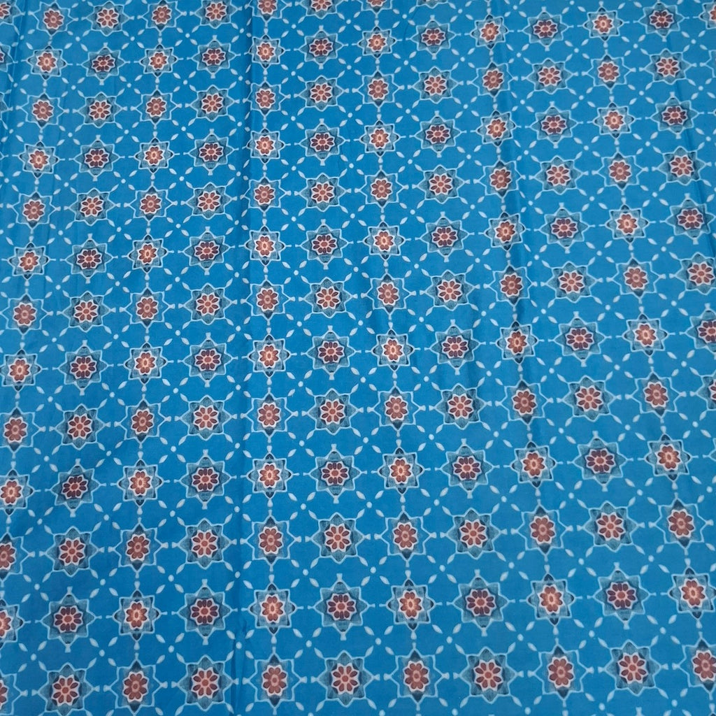 Ajrakh prints Pattern with Blue base Digital Printed Fabric OM DW 97 C5