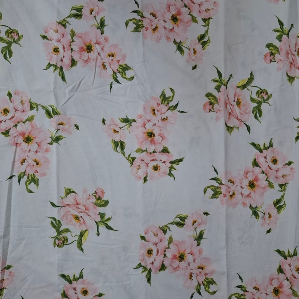 Floral Print Design with White Base Colour OM Fabs' Digital Printed Fabrics OM TK 563 C1