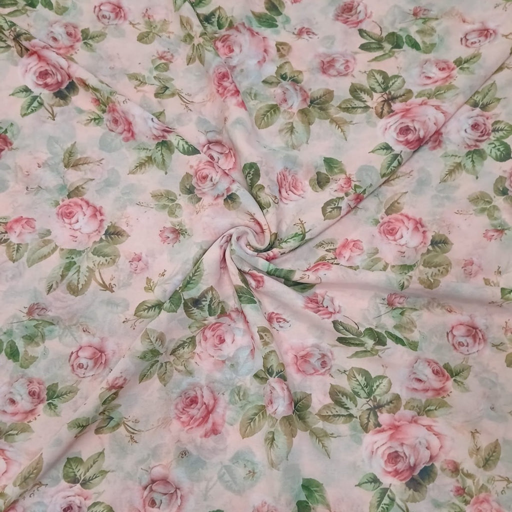 Small Floral Print Design with Peach Colour Base on Georgette OM PS 454 C1
