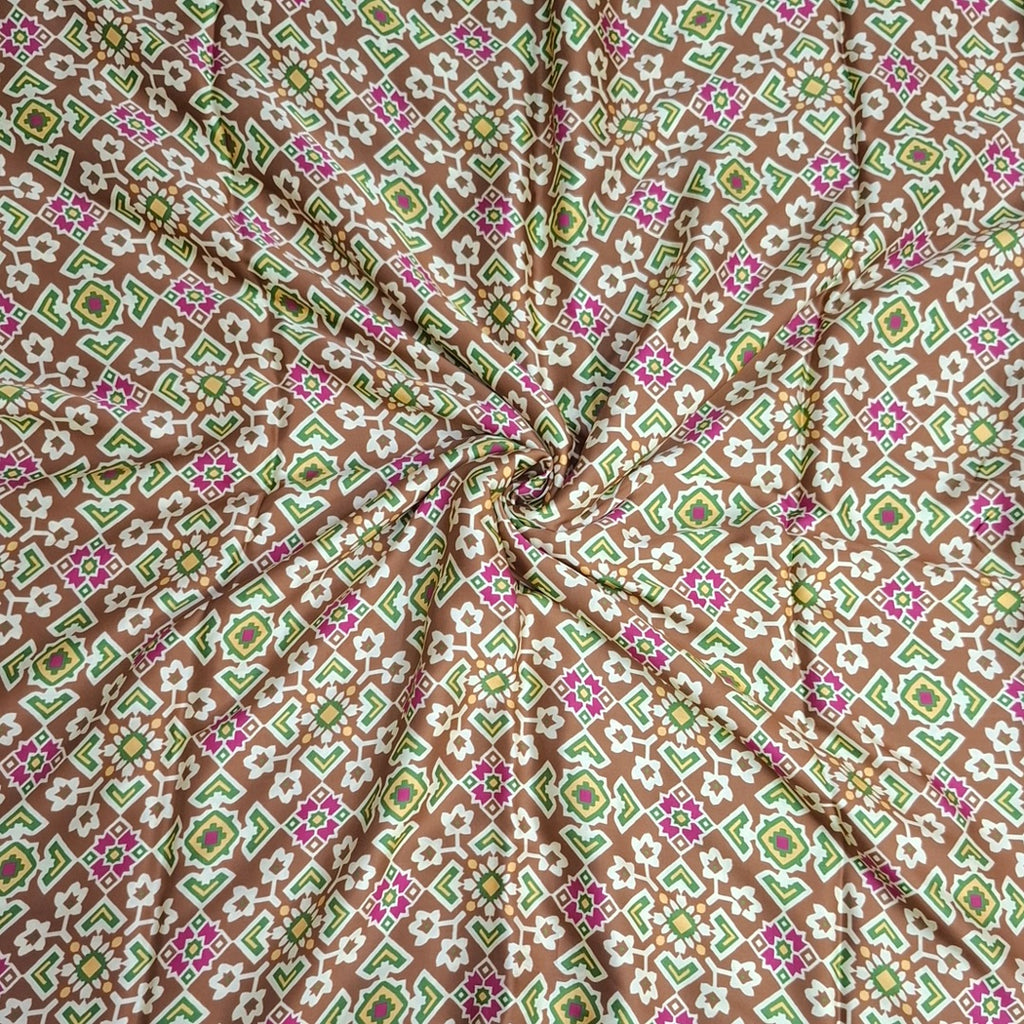 Patola Print Design with Brown base colour on Pure Modal Satin OM DW 99 C1