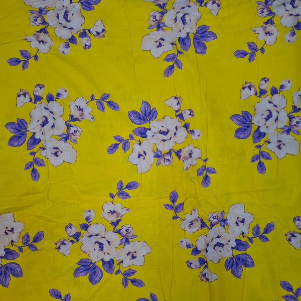 Rania Floral Print with Yellow Color Base with White Floral Design on Pure Glace Lawn Cotton OM PS 422 C1