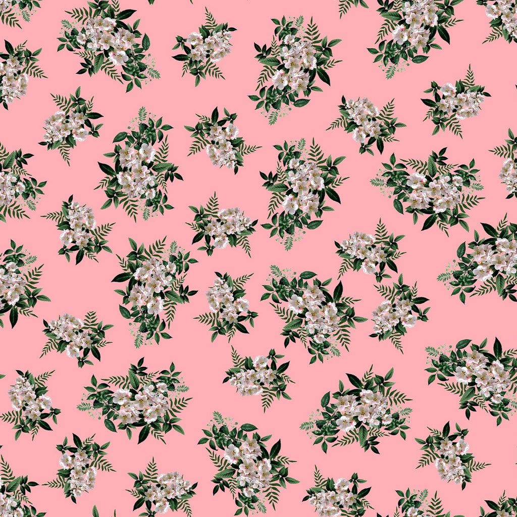 Sabya Dual Colour White Floral Bunch Print on Light Pink Base on Organza Fabric OM PK 249