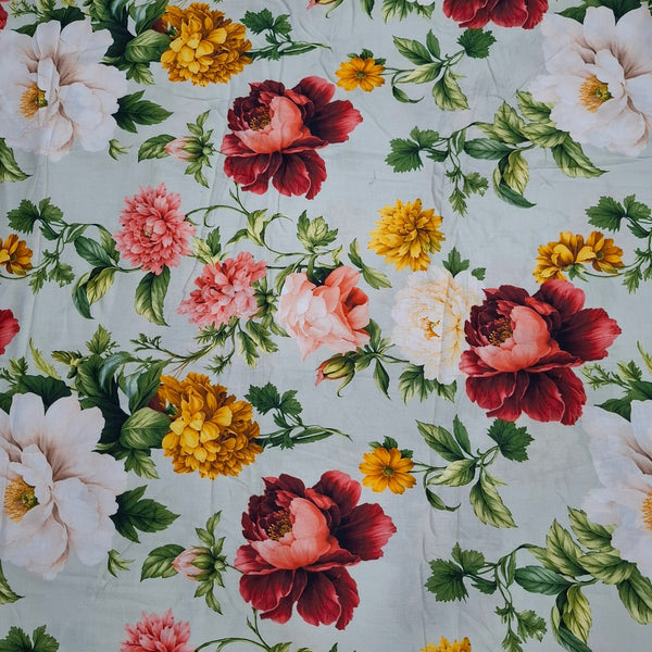 Rania Print with Sage Green Color Base with Multi colour Floral Design on Pure Glace Lawn Cotton OM SG 260 C1