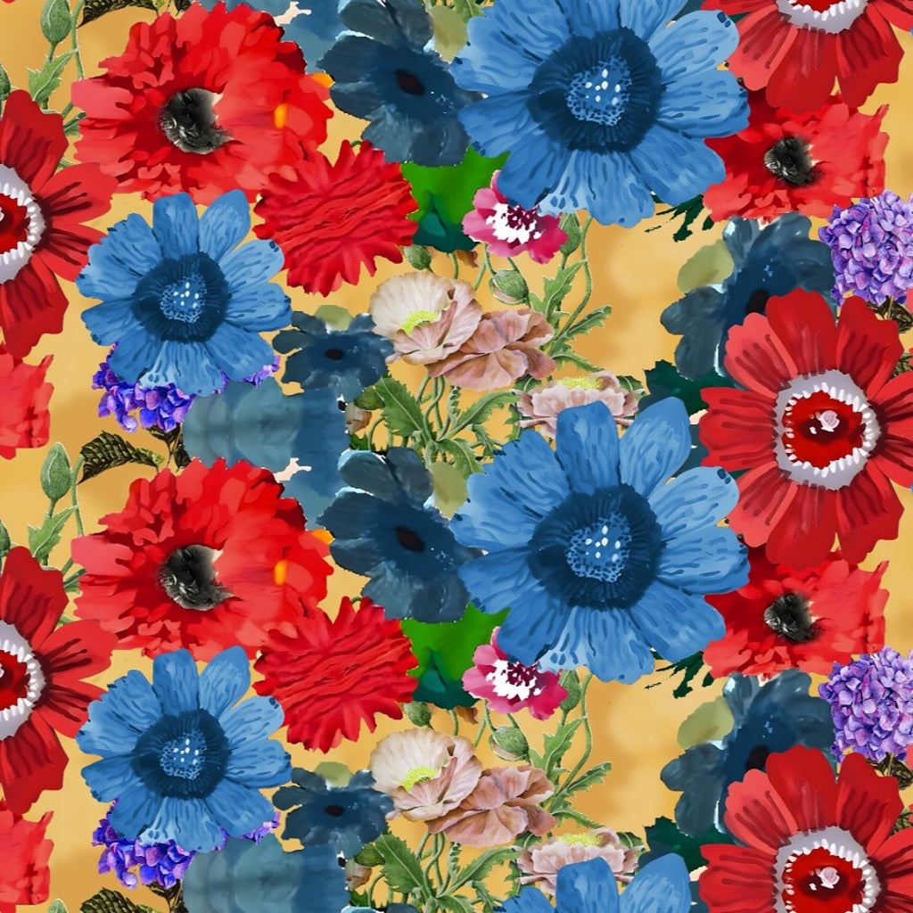 Sabyasachi Abstract Floral Print design in Red base colour with multiple flower Fabric Pure Silk OM PS 438 C1