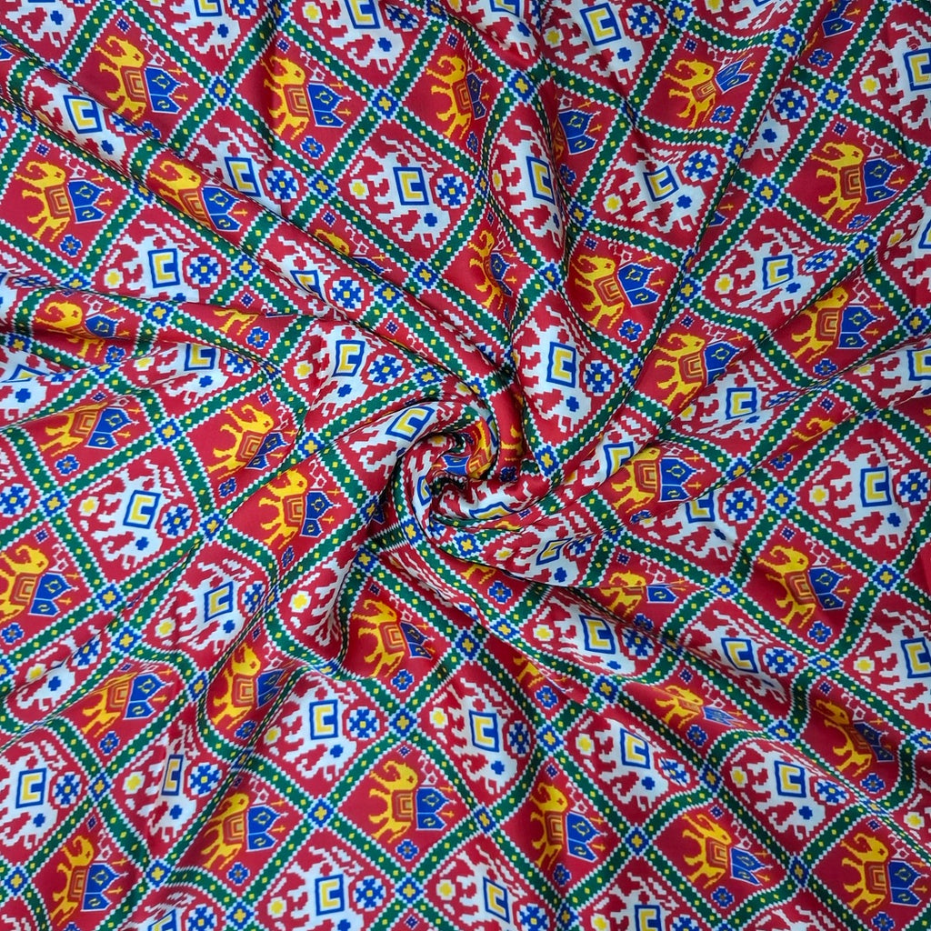 Patola Print design with Red base colour on Pure Modal Satin OM DW 111 C1