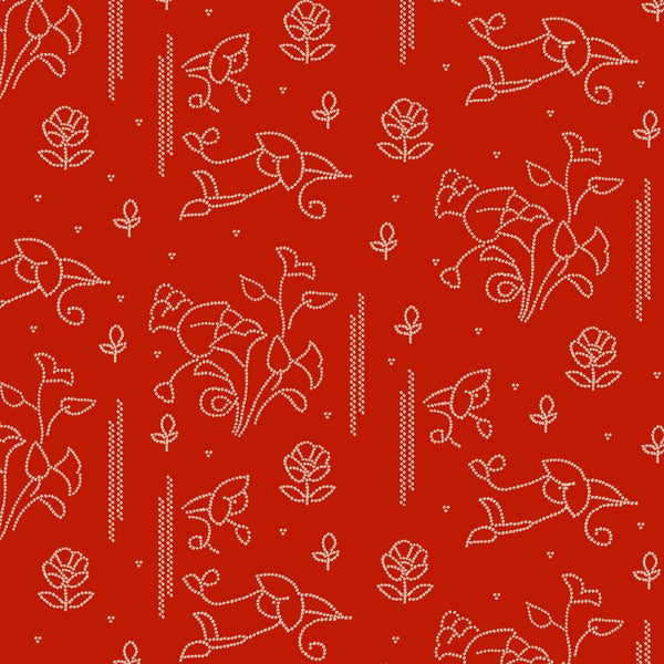 Bandhini kalamkari print design with Red base colour OM PS 441 C1