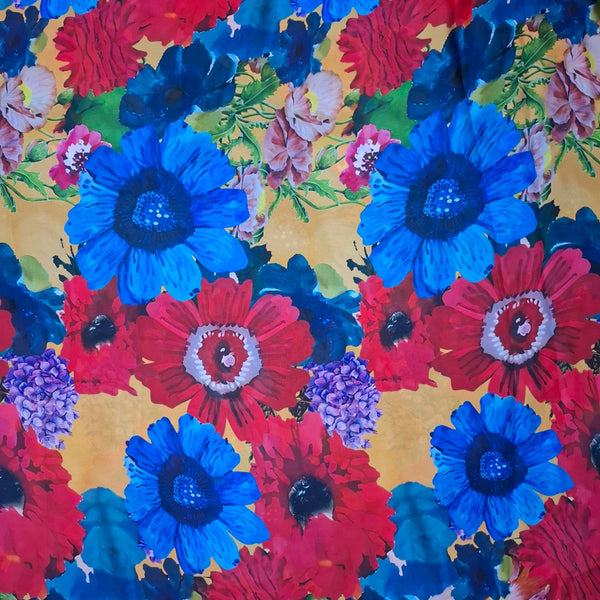 Sabya Abstract Floral Print design in Red base colour with multiple flower Fabric Pure Silk OM PS 438 C1