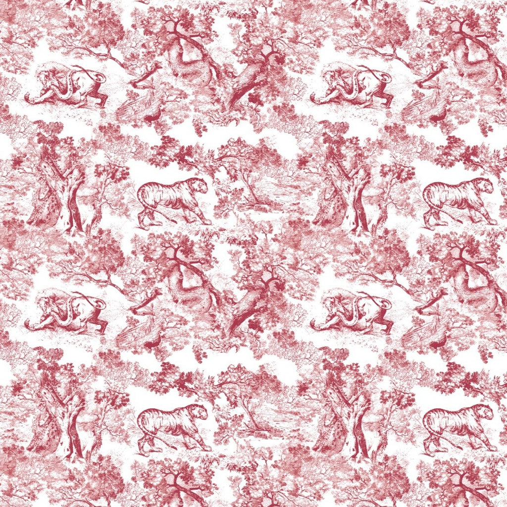 C Dior Pattern with Red Colour Design on Pure Linen Cotton Fabric OM PS 468 C1