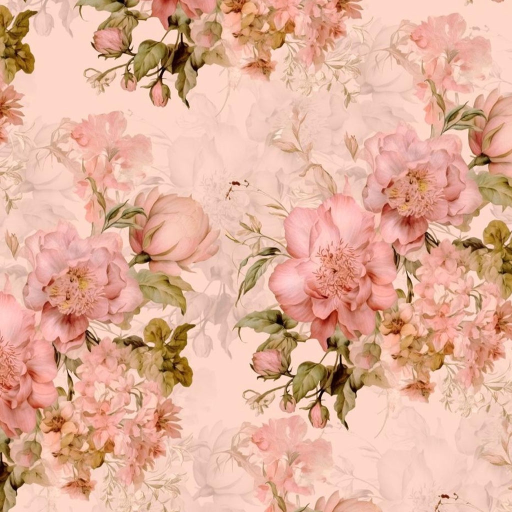 English Elegant Floral  Print design in Peach Colour Fabric 100% Pure Silk Chiffon  OM PS 431 C4