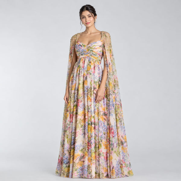 Floral Print design with Beige base colour OM PS 488 C1