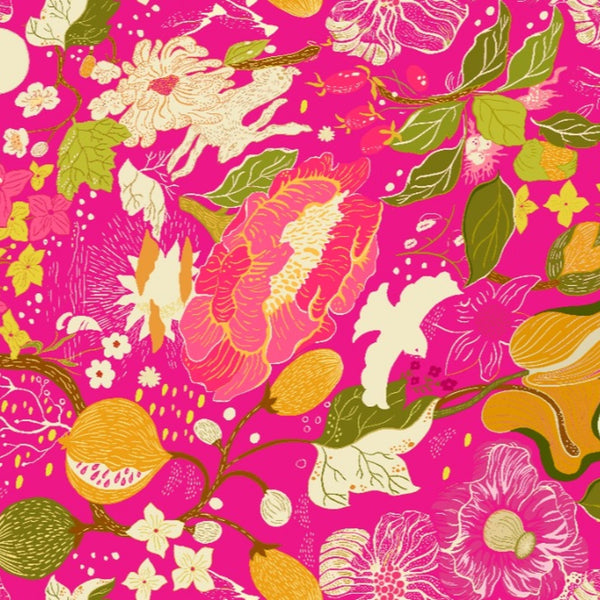 Pink Floral Print for Saree on Soft Organza OM SG 91