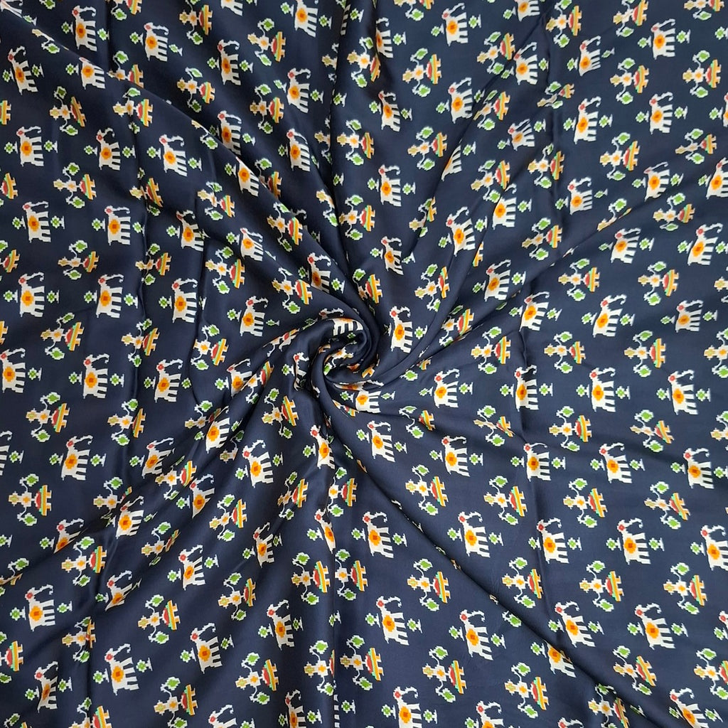 Patola Print design with Black base colour on Pure Modal Satin OM DW 101 C1