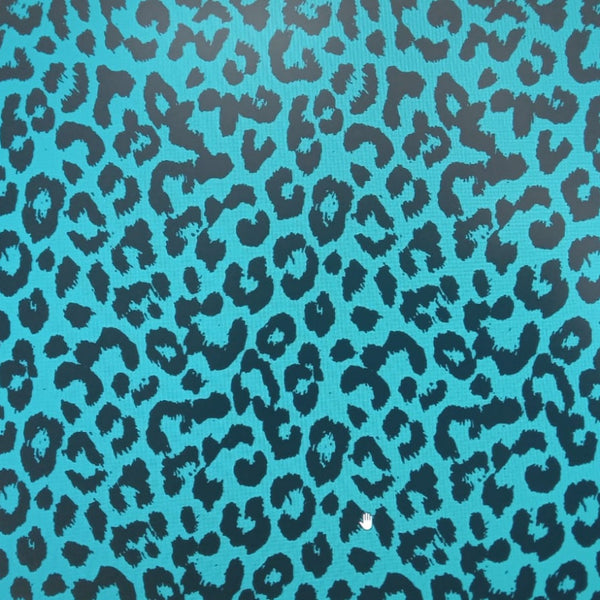 Animal Print in Peacock Blue Base Colour with Black Leopard print Deisgn on Pure Modal Satin PK 739