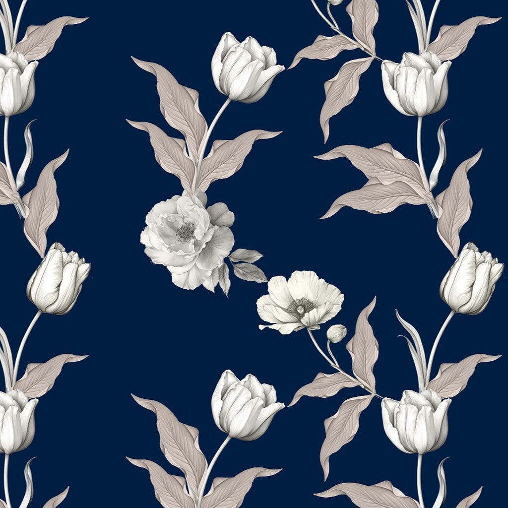 Raina's Floral Print with Blue Color Base with Multi Floral on Pure Glace Lawn Cotton OM  244 C1