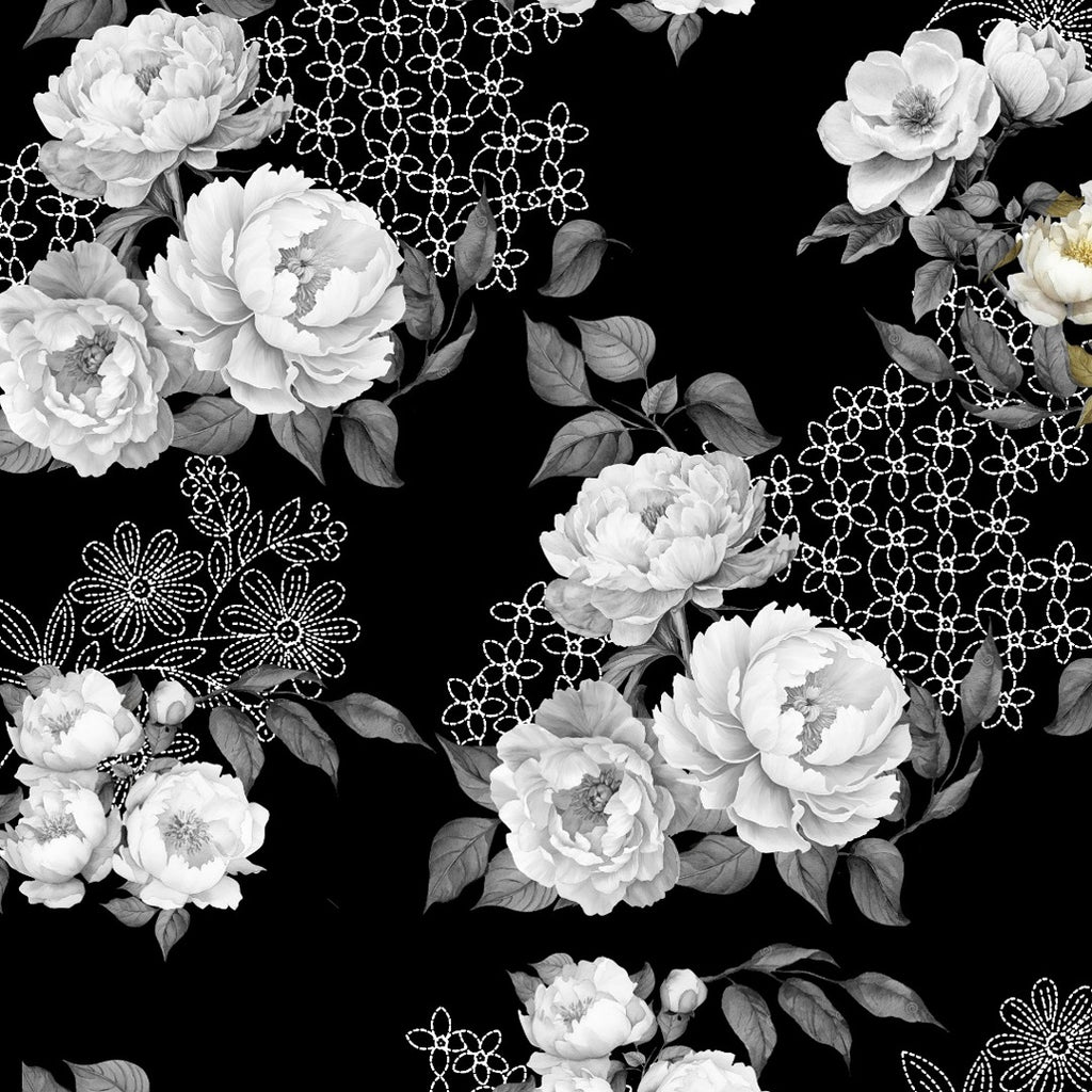 Floral Print with Pink Color Base with White Floral Design on Pure Glace Lawn Cotton OM PS 428 C2