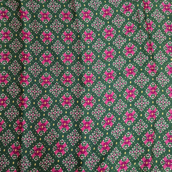 Patola Print Design with Green base colour on Pure Modal Satin OM DW 103 C1