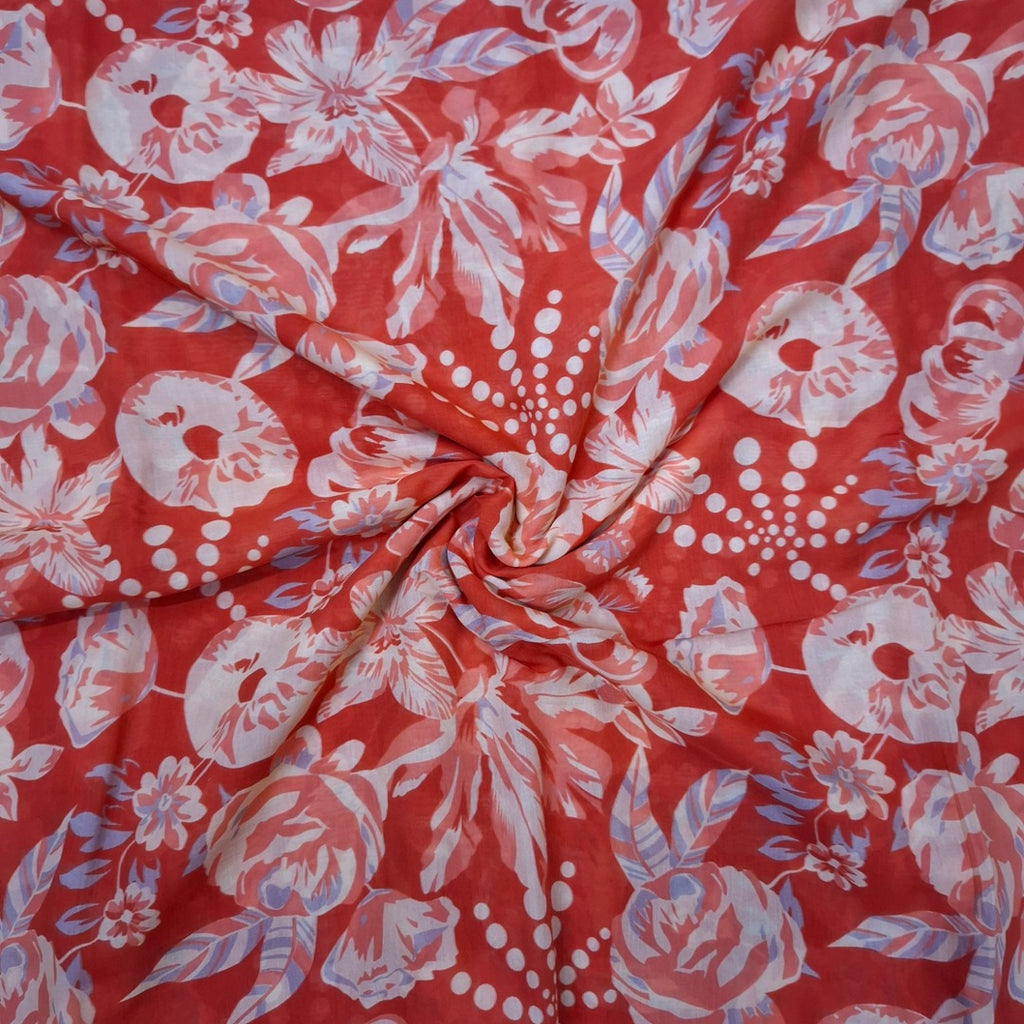 Archana Vintage Floral Bouquet Print on Satin Georgette OM PS 409 C1