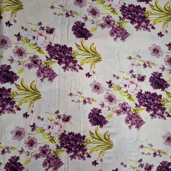 Rania Floral Print with Light Peach Color Base with Multi Floral Design on Pure Glace Lawn Cotton OM PS 426 C1