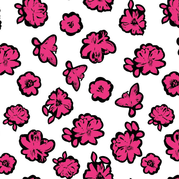 Dhruv Anushka Big Floral Print with White Base & Neon Pink Flower OM TK 263 C3