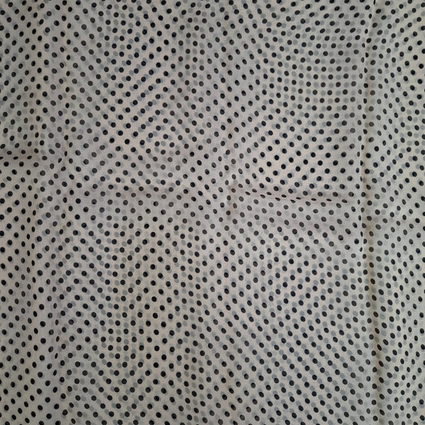 Black Polka Dot Print on Beige/Light Gold Base on Georgette Fabric OM SS 83