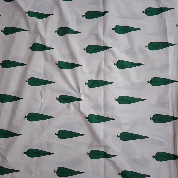 Tropical Leaves print design with base colour Off White & Green  on Pure Cotton Poplin OM TK 568 C1