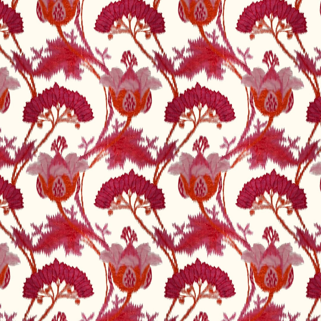 Big Floral Print on Pure Cotton Cambric with Ivory Base & Red Pink Floral OM PS 451 C1