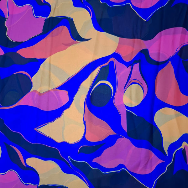 Sabya Abstract design with Blue base colour on Pure Modal Satin OM PS 440 C1