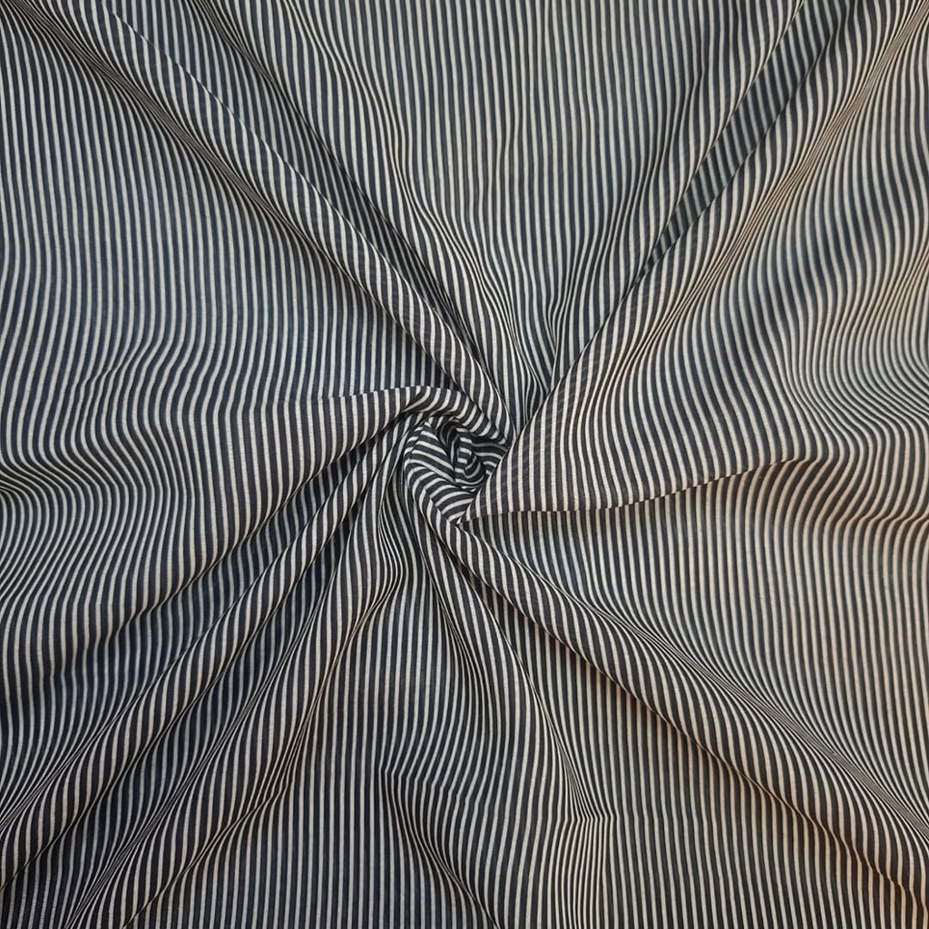 Heena Karan Thick 3 Stripes Print in Black & Ivory color on Pure Modal Satin 0.1 INCHES STRIPE OM TK 558