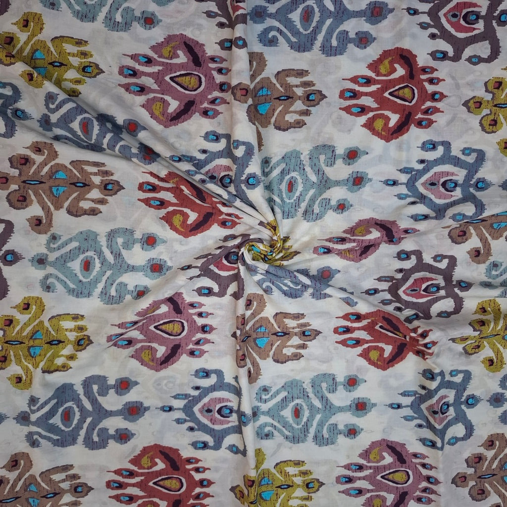 Ikat Print with Off White Base Color on Pure Cotton Cambric OM PS 414