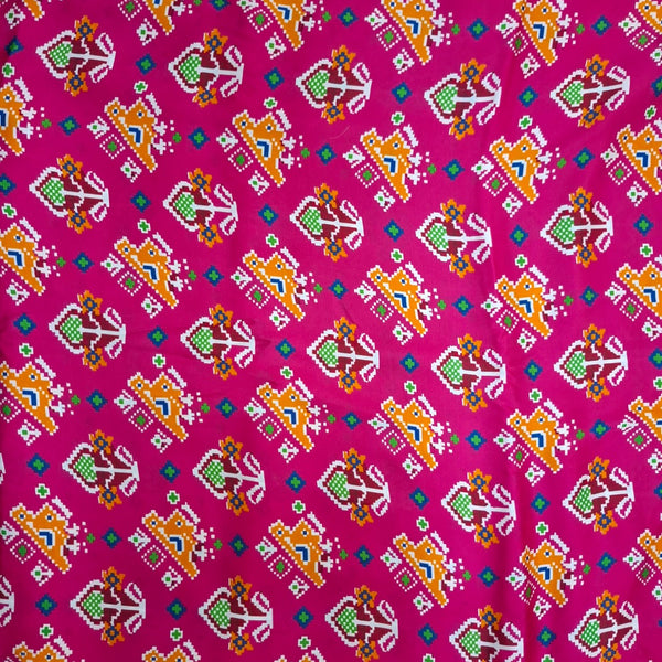 Patola Print design with Pink base colour on Pure Modal Satin OM DW 108 C1
