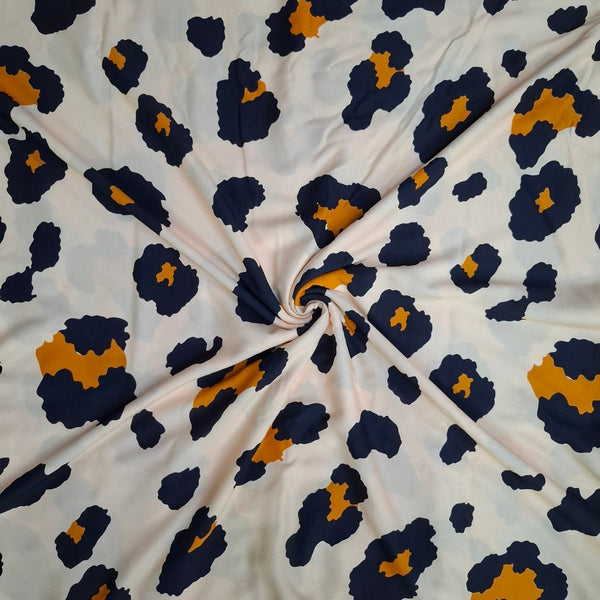 Leopard Animal Print with White Base on Pure Viscose Rayon OM TK 564 C1
