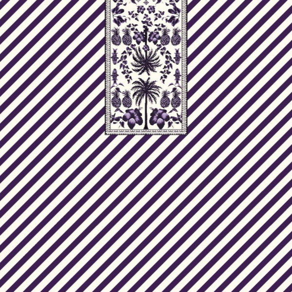 Diagonal stripes Shirt Dress Piece Full with Front, Back & Sleeves on Pure Modal Satin, Piece Cut - 3 mtrs OM TK 543 C2(Purple)