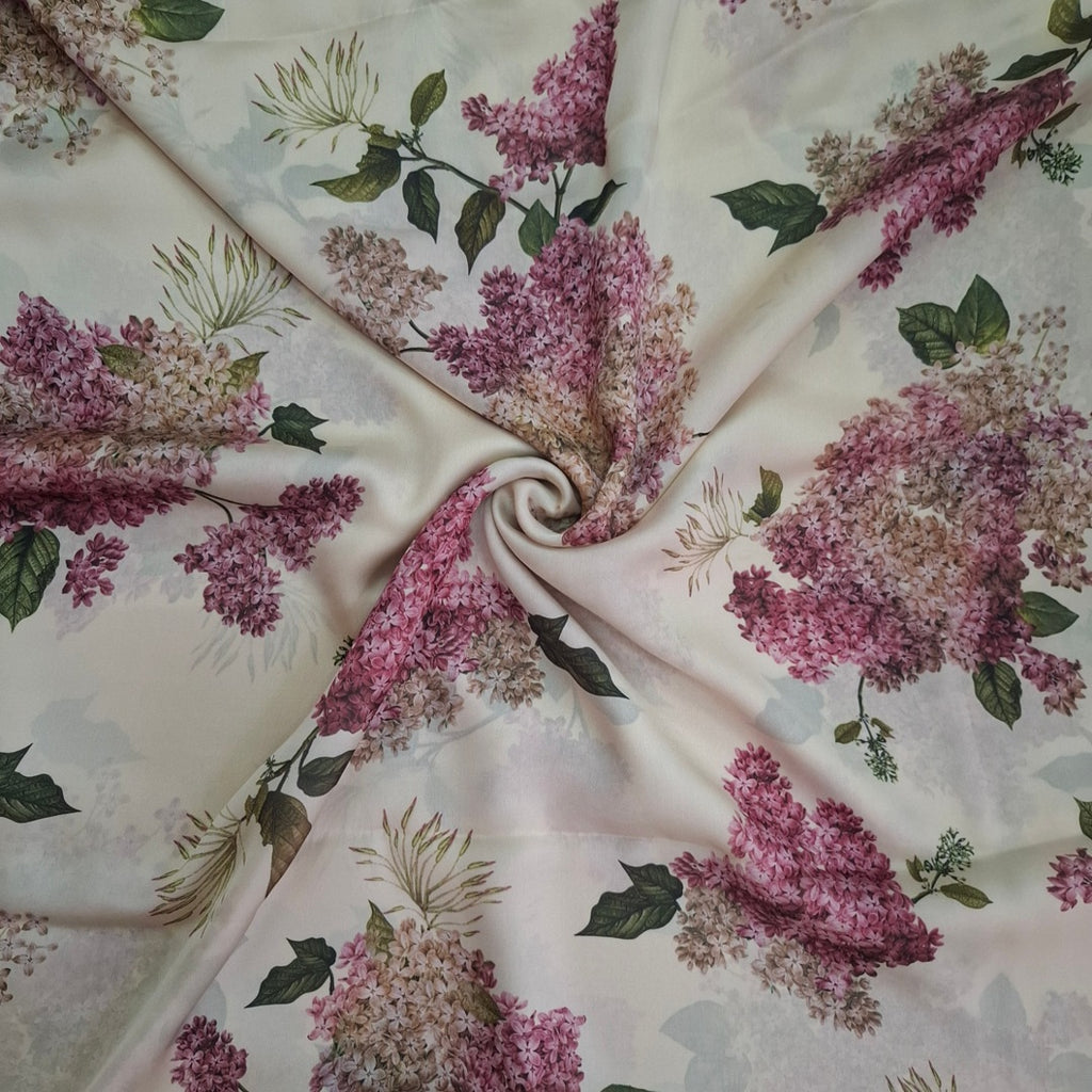 Ivory White Floral Bunch Sabya Kareena Print on Pure Modal Satin & Satin Georgette OM TK 427 C