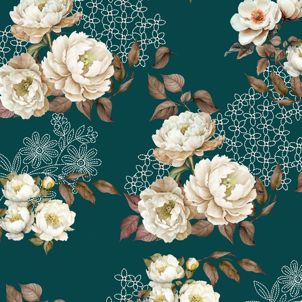 Floral Print with Pink Color Base with White Floral Design on Pure Glace Lawn Cotton OM PS 428 C3
