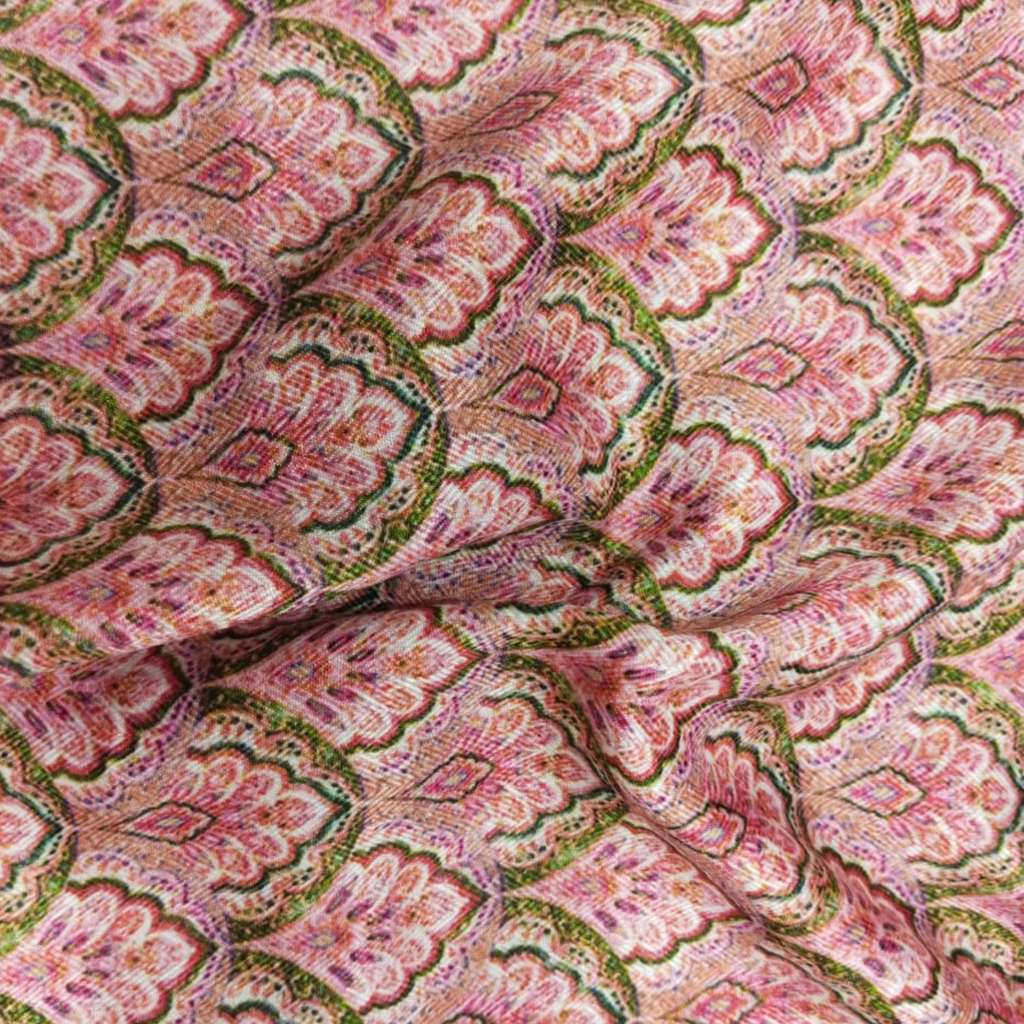 Traditional Printed Fabric Material: Traditional Pashmina Pink