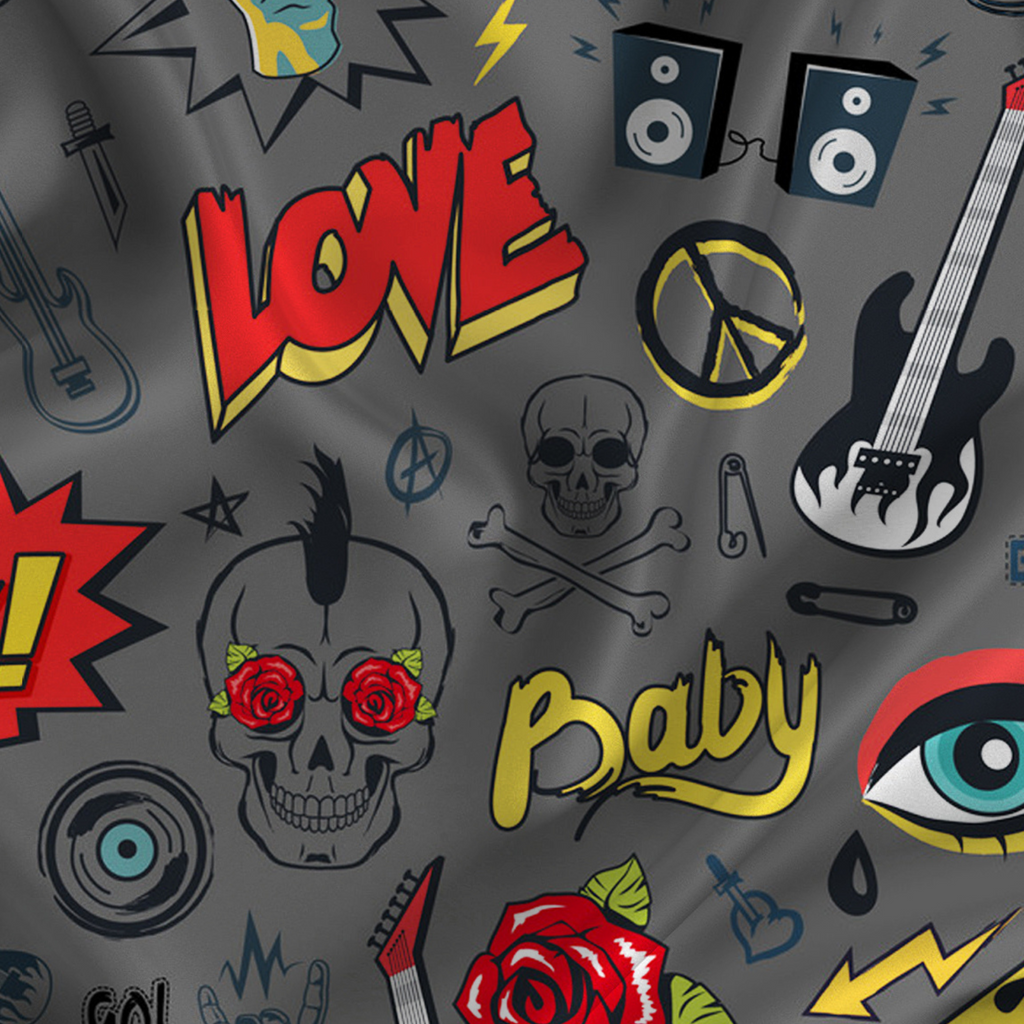 Cartoon Printed Fabric Material Cartoon Modal Satin Grey