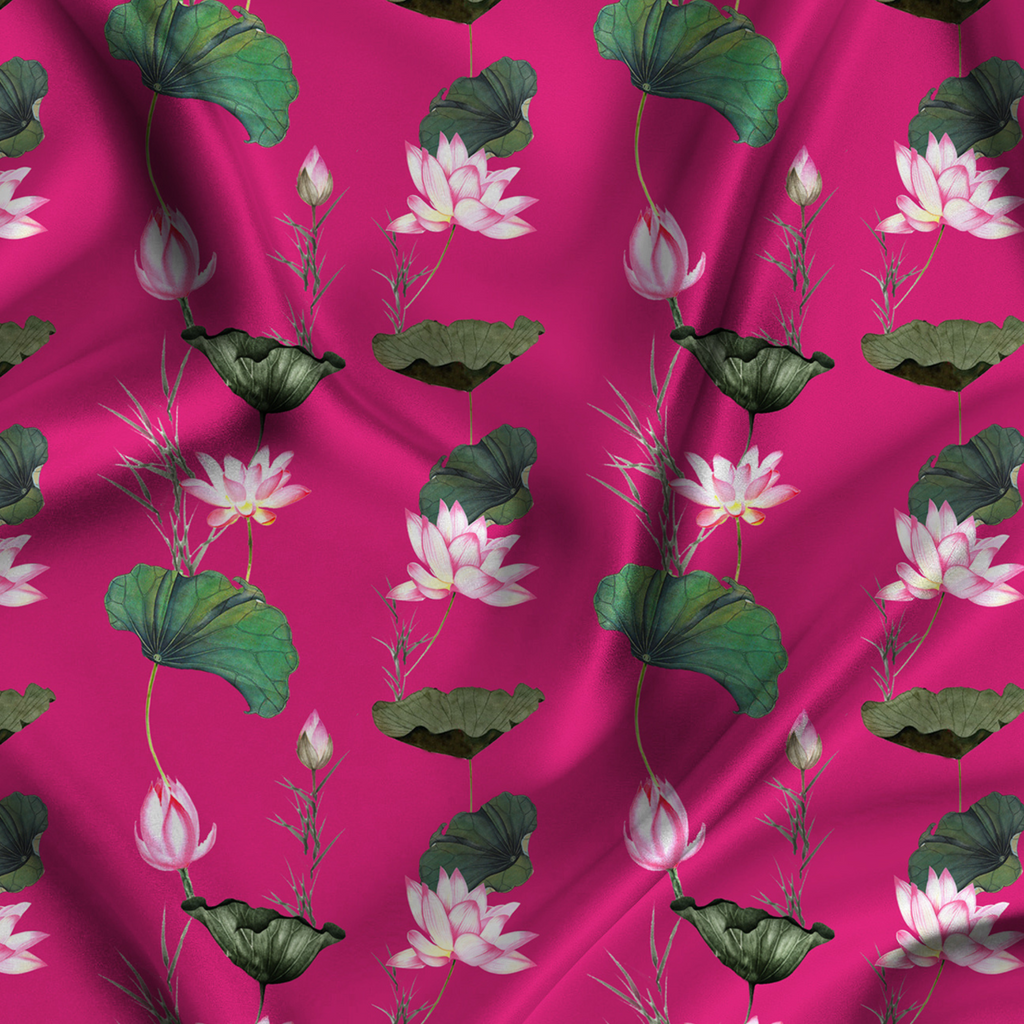 Floral Printed Fabric Material Floral Modal Satin Pink