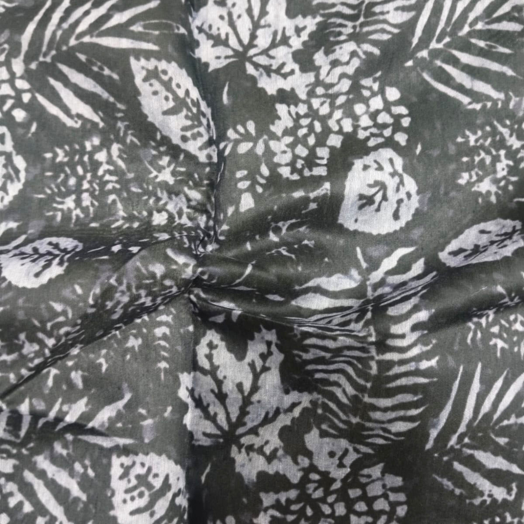 Batik Printed Fabric Material Batik Chanderi Black