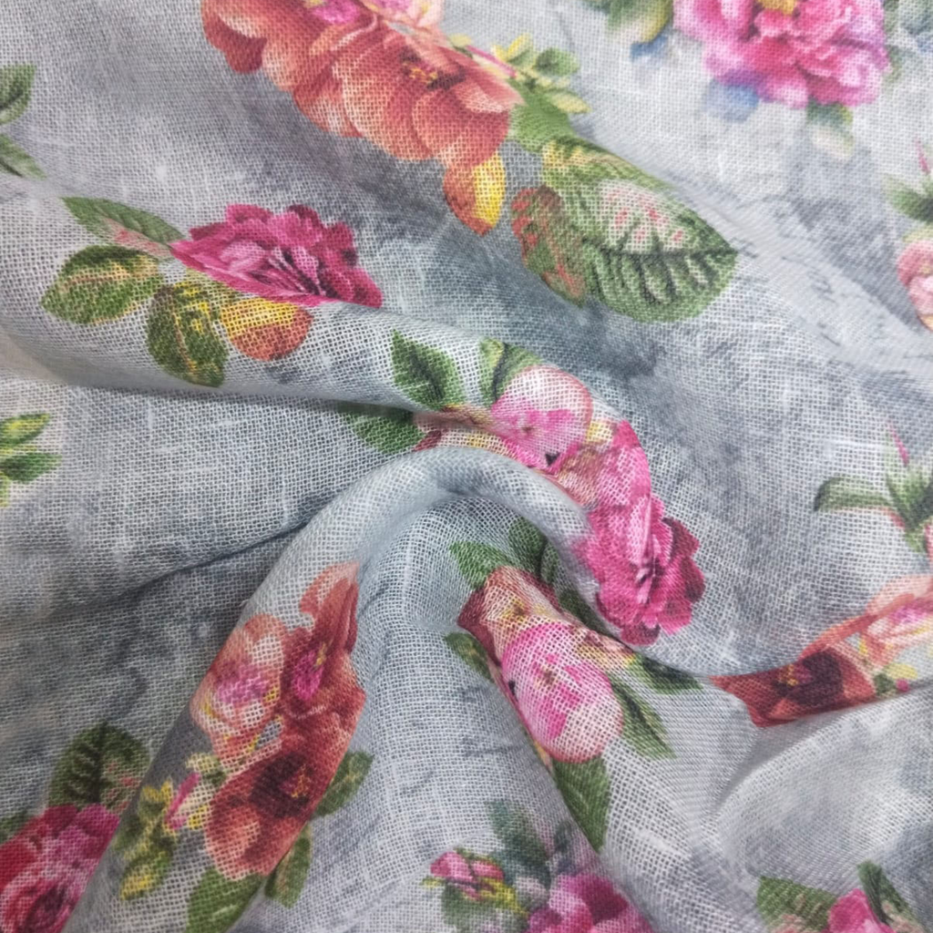 Floral Printed Fabric Material Floral Linen Yellow