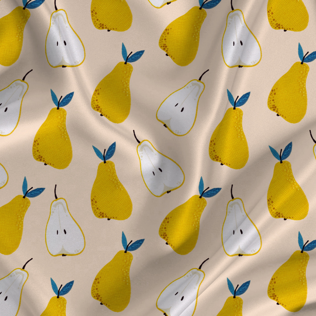 Seamless Printed Fabric Material Cartoon Modal Satin Yellow