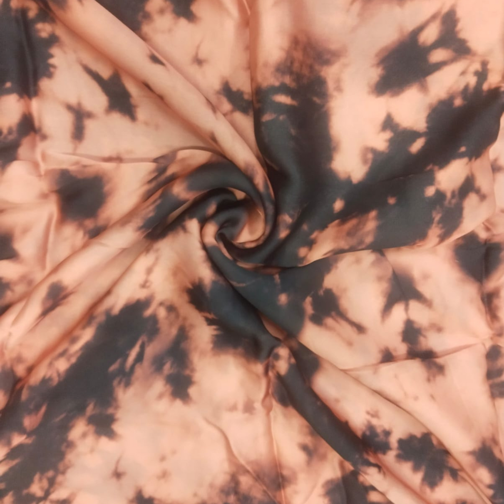 Tie & Dye Printed Fabric Material: Tie & Dye Satin Georgette Brown