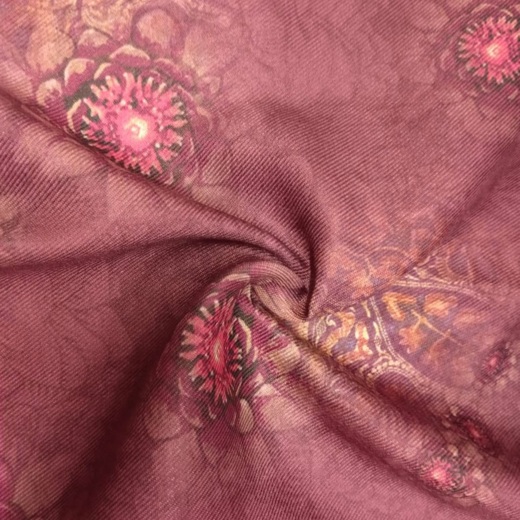 Traditional Printed Fabric Material Traditional Pashmina Purple