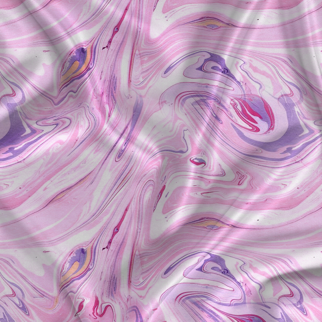 Marble Printed Fabric Material Marble Print Modal Satin Pink