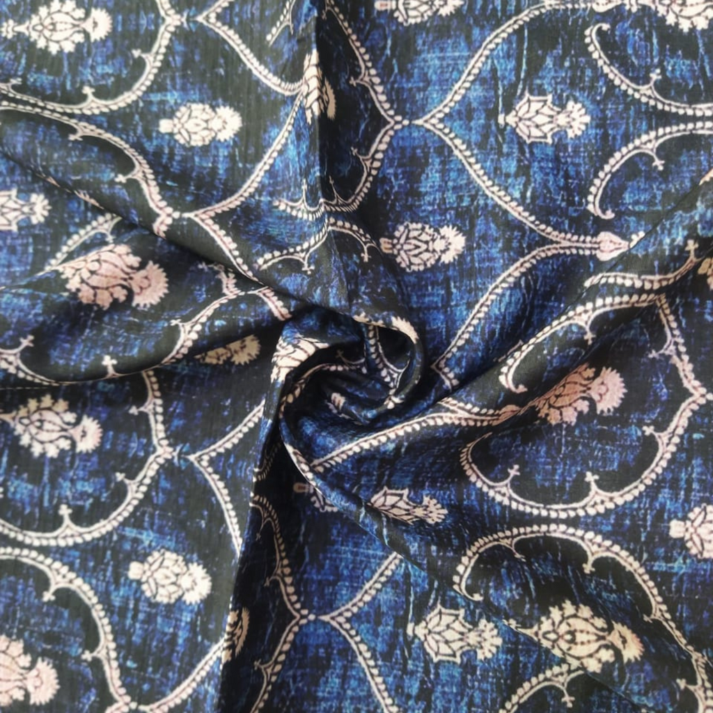 Traditional Printed Fabric Material: Traditional Muslin Blue