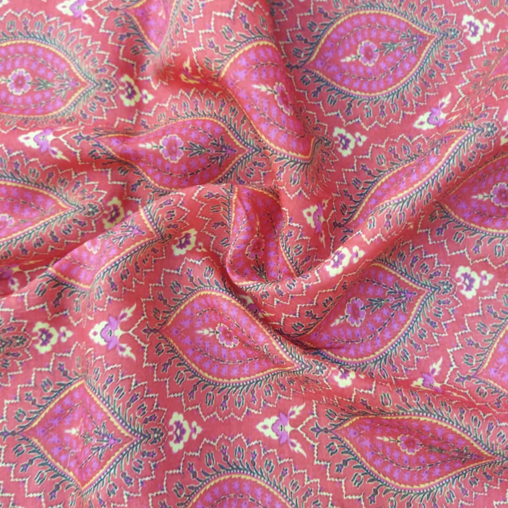 Traditional Printed Fabric Material: Traditional Muslin Pink