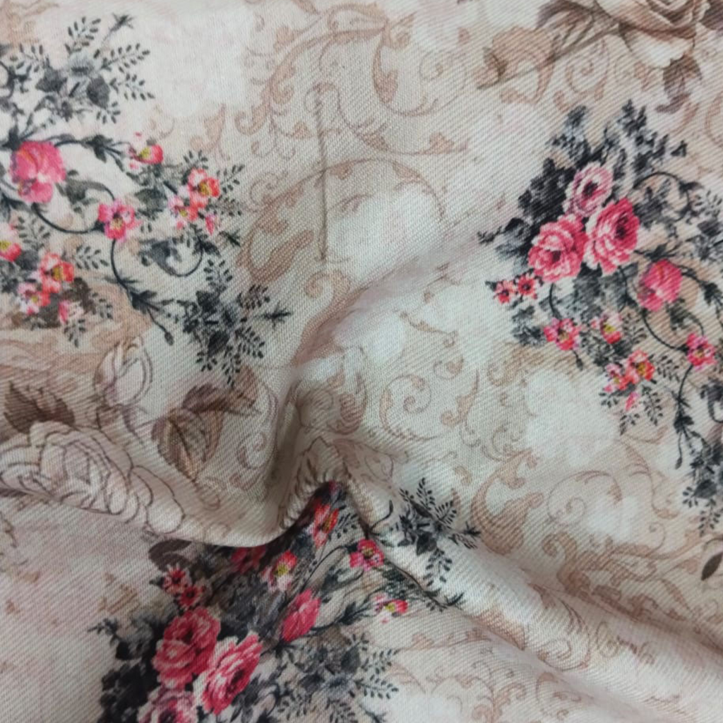 Traditional Printed Fabric Material Traditional Pashmina Pink