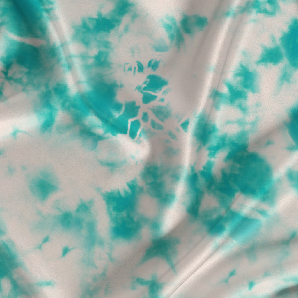 Tie & Dye Printed Fabric Material Tie & Dye Softy Satin Blue