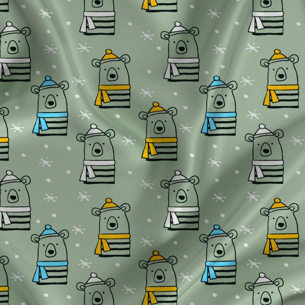 Cartoon Printed Fabric Material Cartoon Modal Satin Green